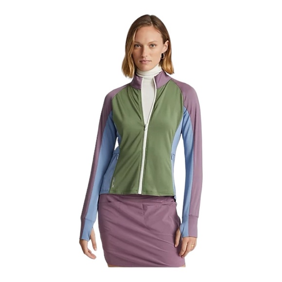 RLX Ralph Lauren - Color-Blocked Jersey Full-Zip Jacket - Green / Blue / Mauve - Picture 8 of 13